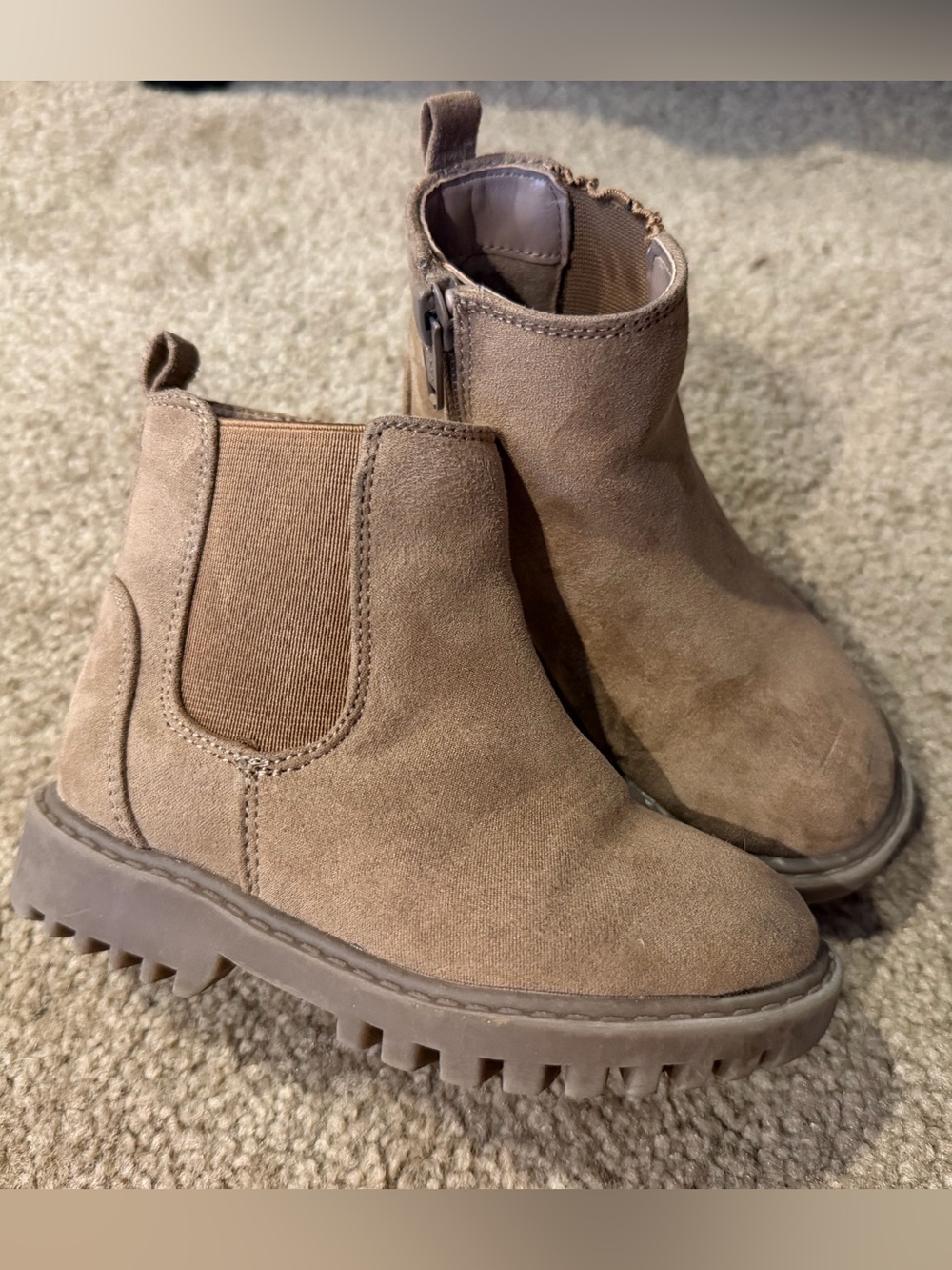 Kids Tan Chelsea Boots with Lug Sole